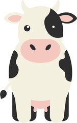 Fototapeta premium Cartoon Flat Design Spotted Cow Domestic Animal Farm Illustration