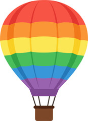 Fototapeta premium Flat Style Detailed Rainbow Hot Air Balloon Transportation Element