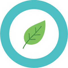 Simple Flat Green Leaf Inside Circle Frame Element Graphic