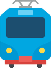 Flat Illustration Cute Blue Train Subway Public Transport Icon
