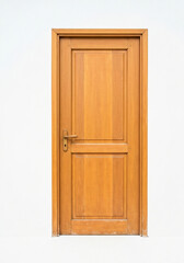 Simple wooden door isolated on white 