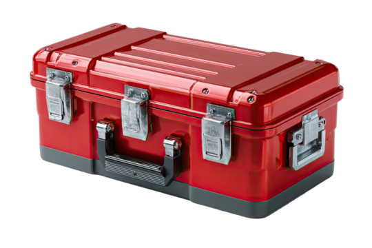 Red metal tool box, sturdy and durable