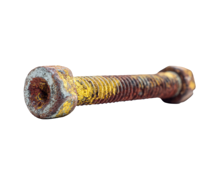Rusty Corroded Bolt on White Background