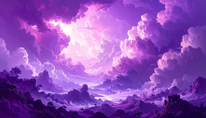 Purple sky landscape.  Vast clouds