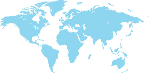 Minimal Vector World Map in Blue – High-Resolution EPS & AI