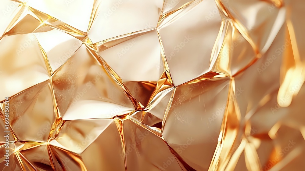 Poster abstract luxury golden geometric background with metallic triangular facets creating elegant light a