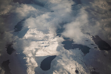 Snowy mountain landscape in Lofoten Islands, Norway