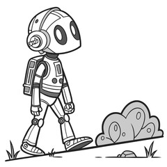 Robot Walking Cartoon Character Illustration