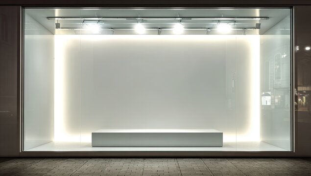 Empty storefront display at night (3)
