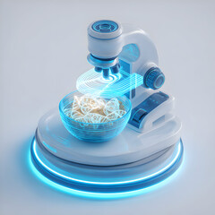 Futuristic Microscope Analyzing DNA: Bio-Tech Innovation Concept.
