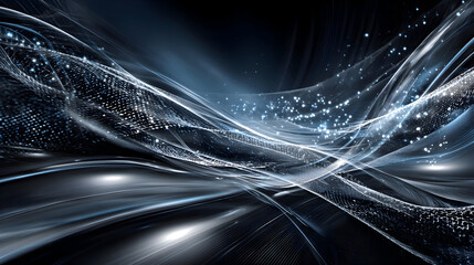 Dynamic Flow of Luminous Digital Ribbons and Glowing Particle Mesh.