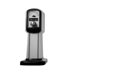 Sleek Black and White Analog Meter on White Background