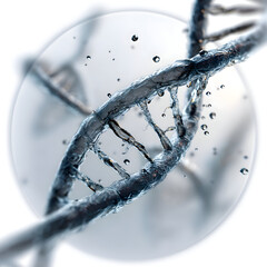 Liquid Crystal DNA Helix with Floating Droplets Under Microscopic Examination.