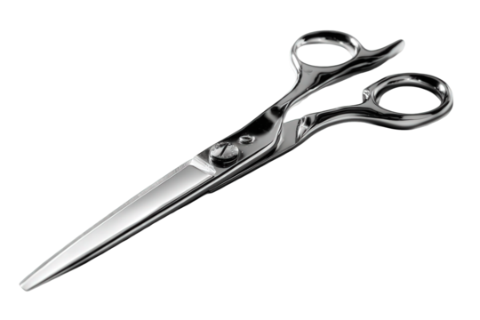Sleek Silver Scissors with Minimalist Design on Black Background