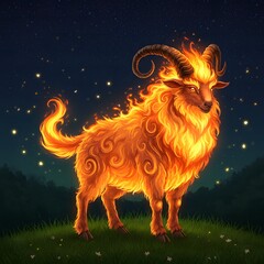 Fototapeta premium Fire Goat of Fortune, Generative AI. Lunar New Year 2027.