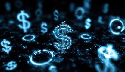 Abstract digital display of dollar signs
