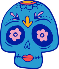 Naklejka premium Hand-drawn Mexican Sugar Skull - Day of the Dead series