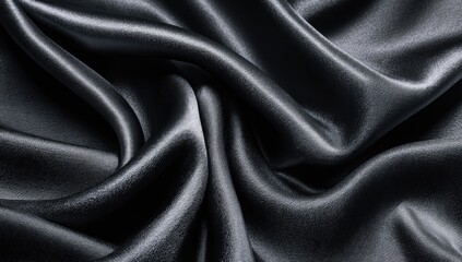 Dark gray silk fabric folds and drapes