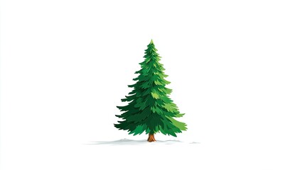 Fototapeta premium Simple illustration of a green Christmas tree on a white background