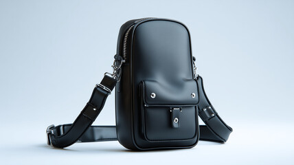 Black crossbody bag with transparent background