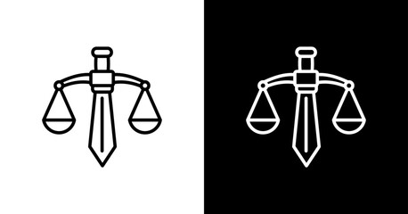 Law Sword White Icon Set Design