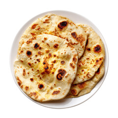 Overhead Photo of Traditional Tandoori Roti on White Plate