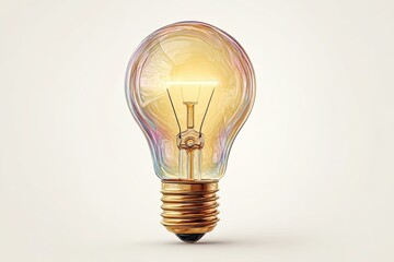 Illuminated lightbulb on a light background
