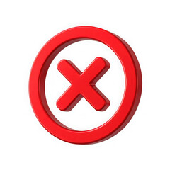 Obraz premium A bold red three dimensional cross symbol within a circular outline isolated on transparent background