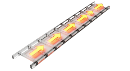 Conveyor belt with moving arrows isolated PNG with Transparent Background