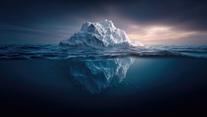 Fototapeta premium Iceberg submerged in dark ocean (1)