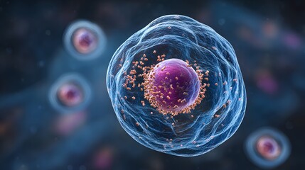 Modern Vector Depiction of a Resting Mast Cell with Clearly Defined Nucleus and Abundant Histamine Granules in a Detailed Inactive Pre-degranulation Presentation