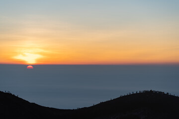 Beautiful Sunrise from the Summit of Mt. Fuji, Japan
