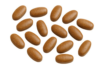 Obraz premium Brown Pills Isolated on a Transparent Background