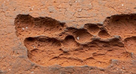 Close-up of weathered brick with holes and texture.