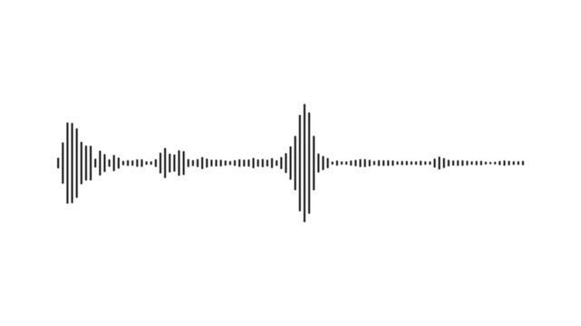 Simple modern speech sound wave. Voice signal indicator abstract animation, thin elegant black lines on white screen, sound wave, audio bar, music bar overlay, audio visual waveform animation