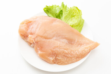鶏胸肉とレタス　白バック