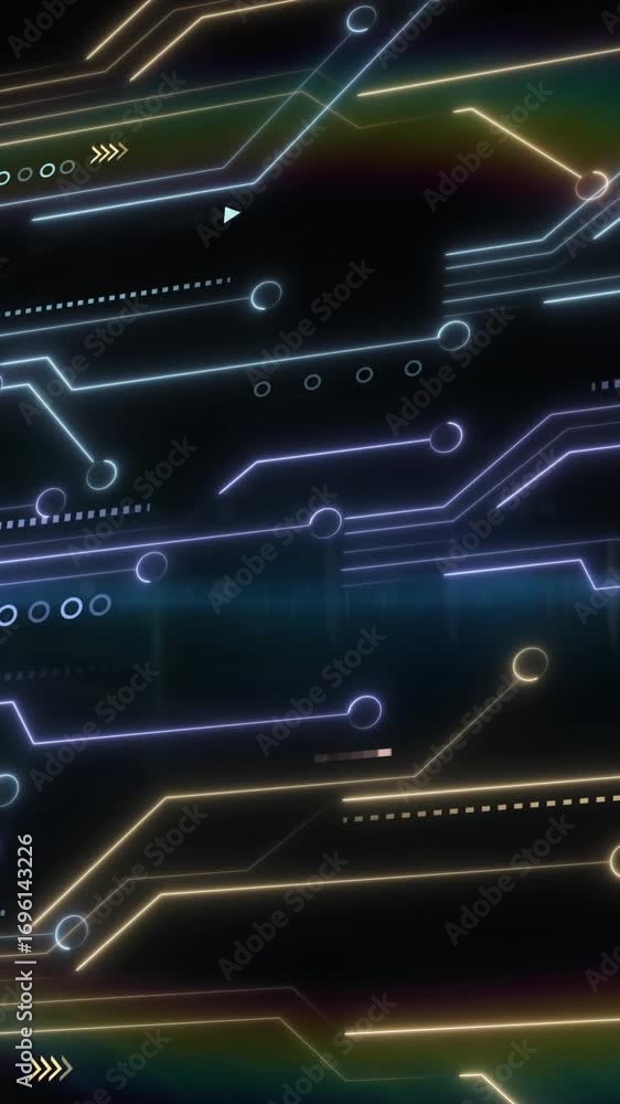 Aufkleber animation of computer circuit board and data processing over black background