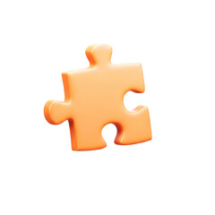 Obraz premium missing piece 3d render of a peach puzzle element, solution concept, isolated on transparent background
