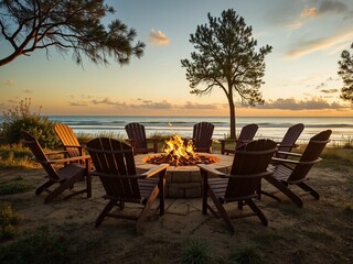 Obraz premium Relaxing Outdoor Fire Pit Gathering Spot