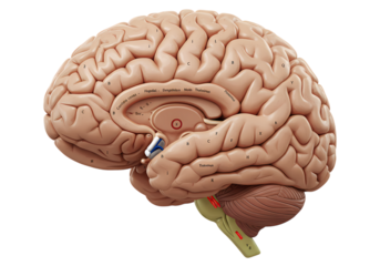 Human Brain Anatomy Lateral View isolated on transparent background