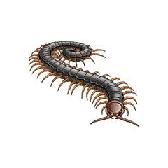Vector illustration of a centipede with a white background
