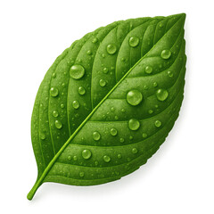Green Leaf with Water Droplets