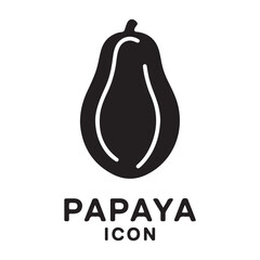Papaya Icon Vector On Trendy Design. Vector black silhouette. with white background