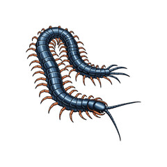 Vector illustration of a centipede with a white background