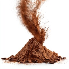 Brown coffee powder erupts in a pile