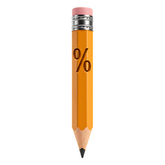Giant pencil with discount percentage carved into wood symbolizing Teacher’s Day and Black Friday fusion isolated on transparent background