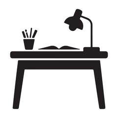 Study table icon vector sign and symbols on trendy design. Vector black silhouette. with white background