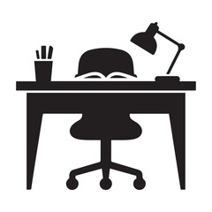 Study table icon vector sign and symbols on trendy design. Vector black silhouette. with white background