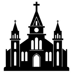 Fototapeta premium Gothic Cathedral a simple vector clean black silhouette design white background