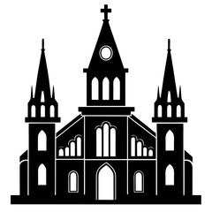 Gothic Cathedral a simple vector clean black silhouette design white background